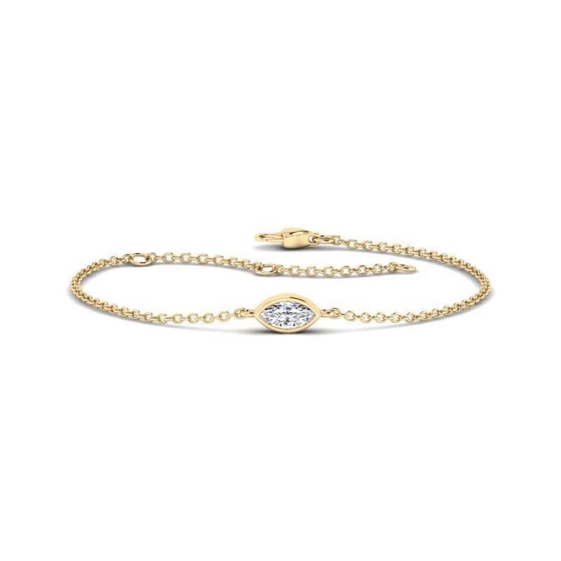 Yellow Gold Marquise Bezel Bracelet (1/2ct)