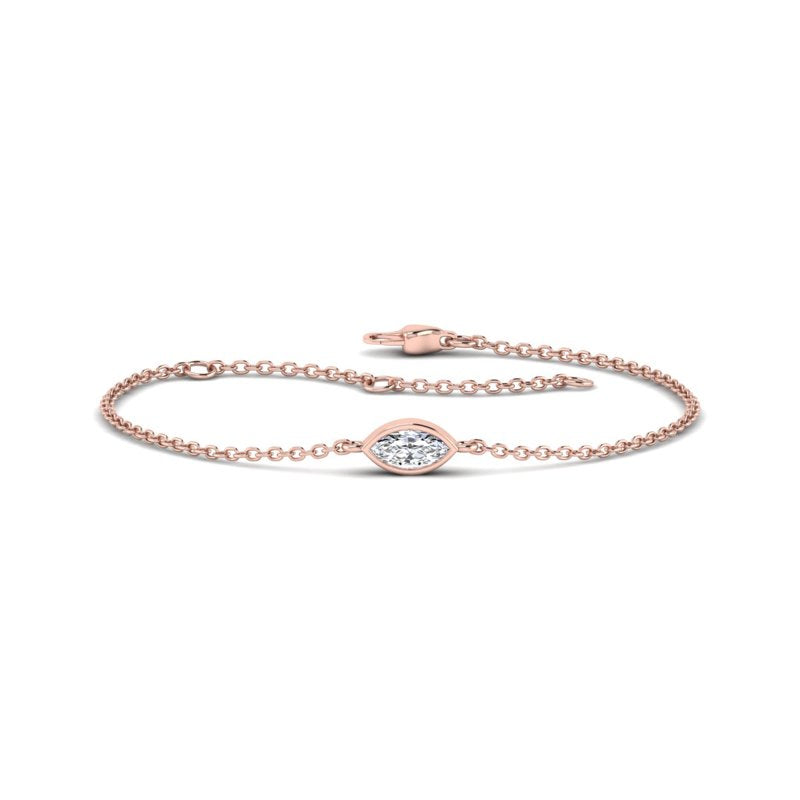Marquise Bezel Bracelet (1/2ct) — MET-WB-0022 - 14K Rose Gold