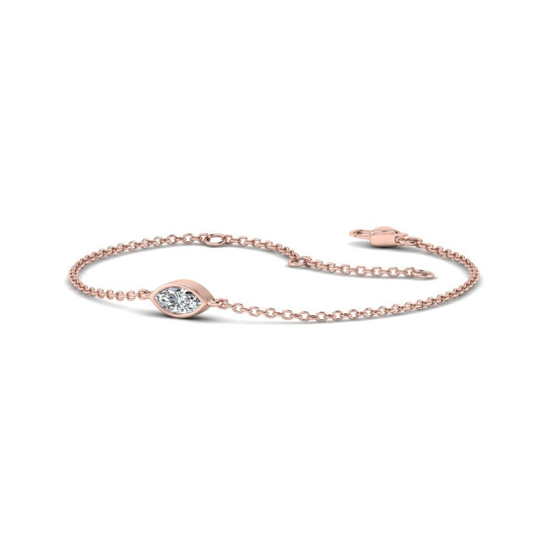 Marquise Bezel Bracelet (1/2ct) — MET-WB-0022 - 14K Rose Gold