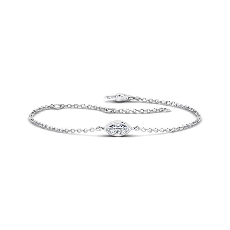 Marquise Bezel Bracelet (1/2ct) — MET-WB-0022 - 14K White Gold