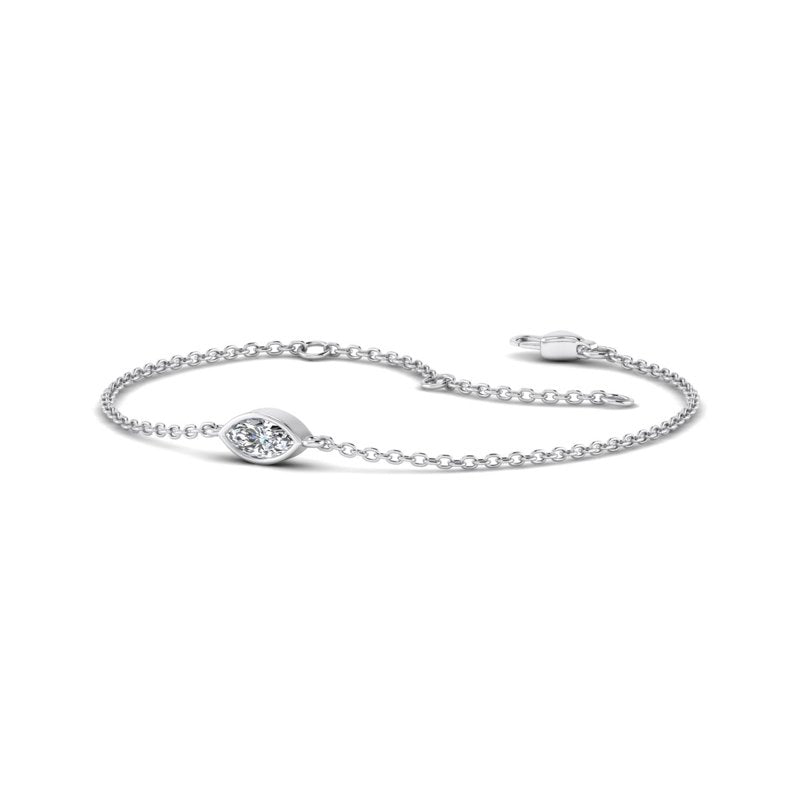 Marquise Bezel Bracelet (1/2ct) — MET-WB-0022 - 14K White Gold