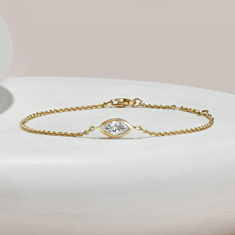 Marquise Bezel Bracelet (1/2ct) — MET-WB-0022 - 14K Yellow Gold