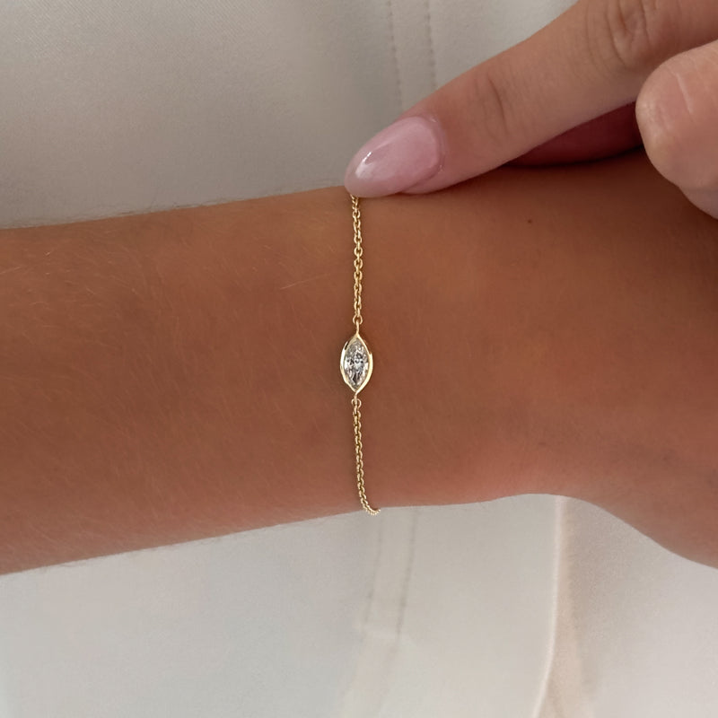 Marquise Bezel Bracelet (1/2ct) — MET-WB-0022 - 14K Yellow Gold