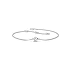 14K White Gold Classic Round Bezel Adjustable Lab Grown Diamond Bracelet (1/10ct)