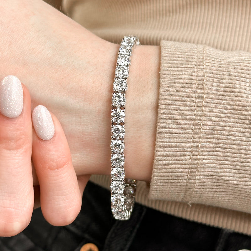 White Gold 18ctw Lab Grown Diamond Tennis Bracelet — MET-WB-0030 — additional view