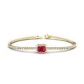 Yellow Gold Ruby Halo Diamond Bracelet