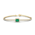 Yellow Gold Emerald Halo Diamond Bracelet