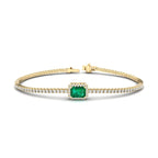 Yellow Gold Emerald Halo Diamond Bracelet