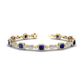 Yellow Gold Sapphire & Diamond Halo Bracelet (6-1/2ctw)