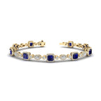 Yellow Gold Sapphire & Diamond Halo Bracelet (6-1/2ctw)