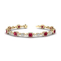 Yellow Gold Ruby & Diamond Halo Bracelet (6-1/2ctw)