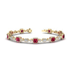 Yellow Gold Ruby & Diamond Halo Bracelet (6-1/2ctw)