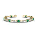 Yellow Gold Emerald & Diamond Halo Bracelet (6-1/2ctw)