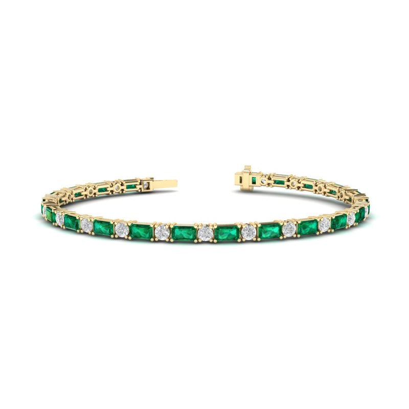 Yellow Gold Azalea Emerald & Diamond Bracelet