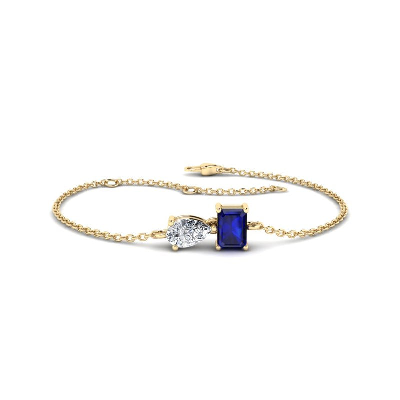 Yellow Gold Toi Et Moi Sapphire Bracelet