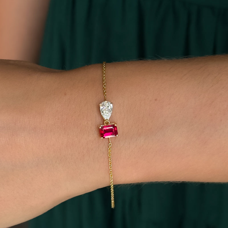 Yellow Gold Toi Et Moi Ruby Bracelet — MET-WB-0069 — additional view