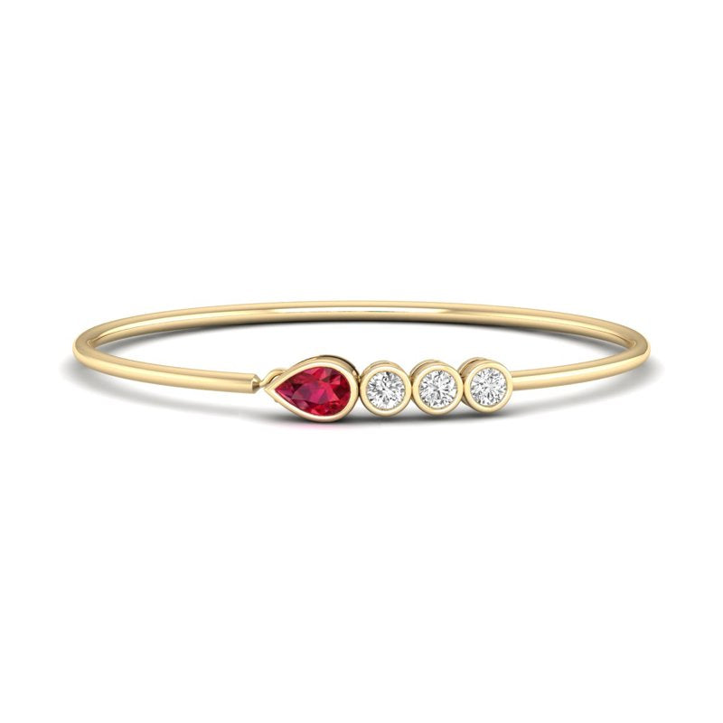 Yellow Gold Tiana Ruby & Diamond Bangle