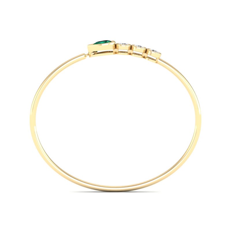 Yellow Gold Tiana Emerald & Diamond Bangle — MET-WB-0073 — additional view