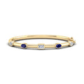 Yellow Gold Bold Sapphire Mixed Shaped Bangle