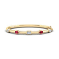 Yellow Gold Bold Ruby Mixed Shaped Bangle