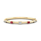 Yellow Gold Bold Ruby Mixed Shaped Bangle