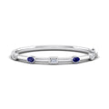 White Gold Bold Sapphire Mixed Shaped Bangle