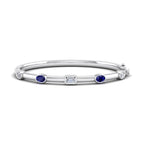 White Gold Bold Sapphire Mixed Shaped Bangle