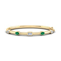 Yellow Gold Bold Emerald Mixed Shaped Bangle
