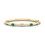 Yellow Gold Bold Emerald Mixed Shaped Bangle