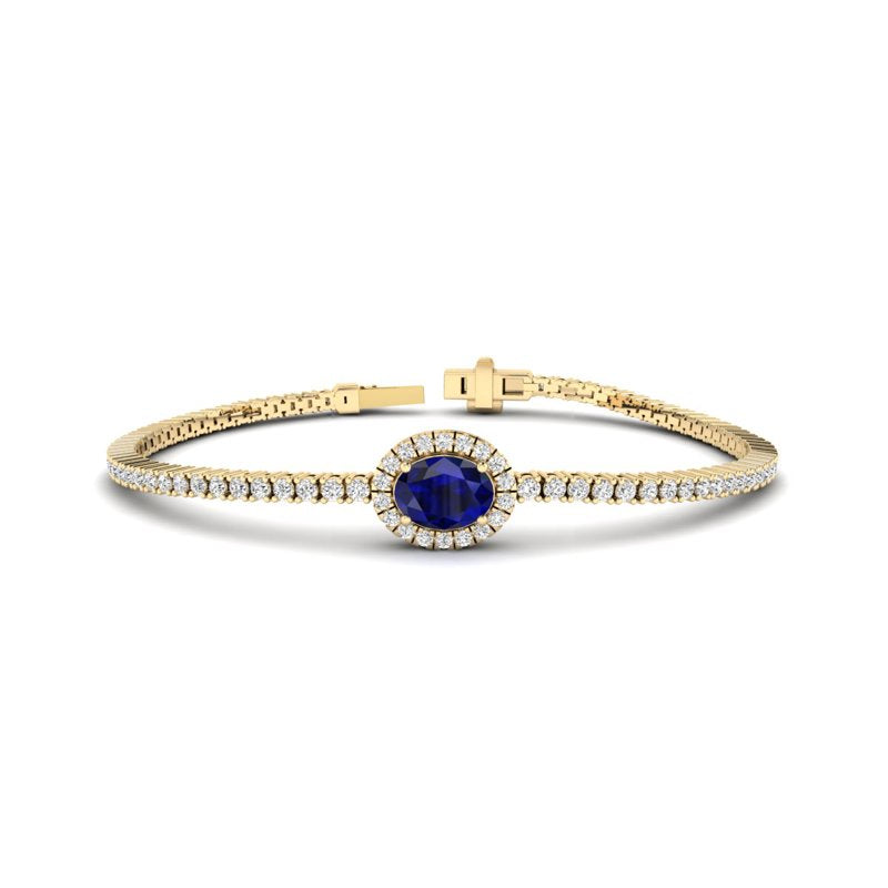 Yellow Gold Oval Sapphire Diamond Bracelet