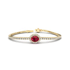 Yellow Gold Oval Ruby Diamond Bracelet
