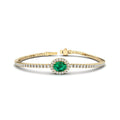 Yellow Gold Oval Emerald Diamond Bracelet