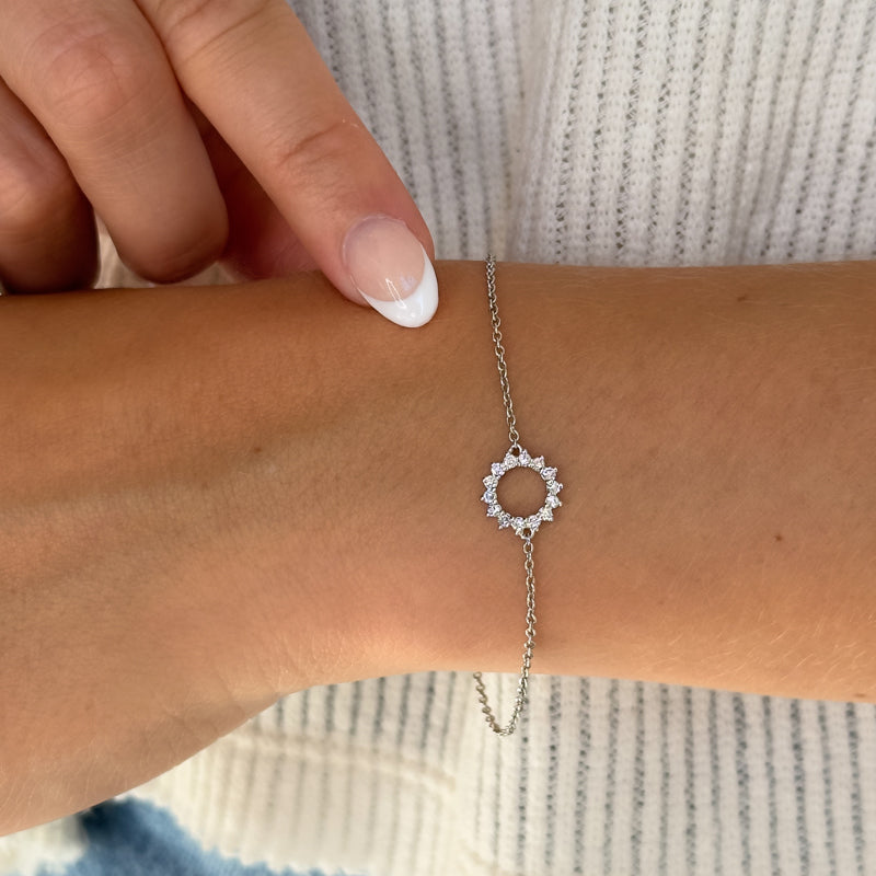 Sterling Silver Open Circle Lab Grown Diamond 1/5ctw Bracelet — MET-WB-0081 — additional view