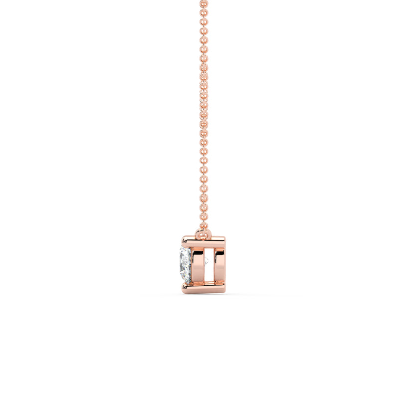 Three Prong Lab Grown Diamond Solitaire Pendant — 14K Rose Gold / 1/7ctw
