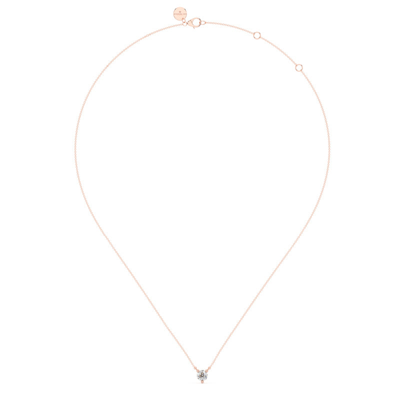Three Prong Lab Grown Diamond Solitaire Pendant — 14K Rose Gold / 1/7ctw