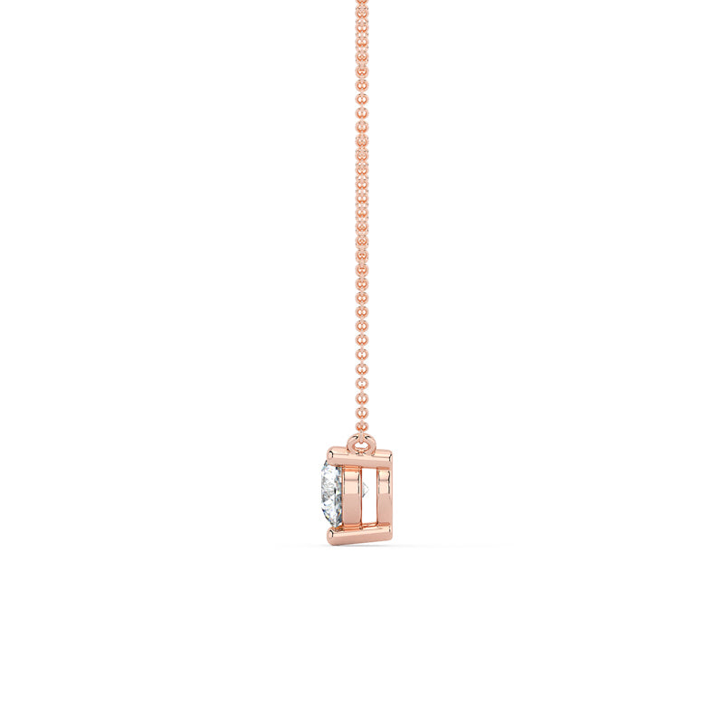 Three Prong Lab Grown Diamond Solitaire Pendant — 14K Rose Gold / 1/5ctw
