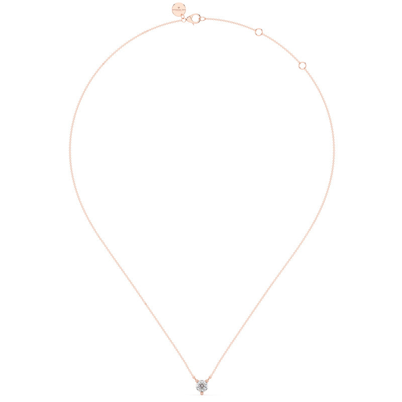 Three Prong Lab Grown Diamond Solitaire Pendant — 14K Rose Gold / 1/5ctw
