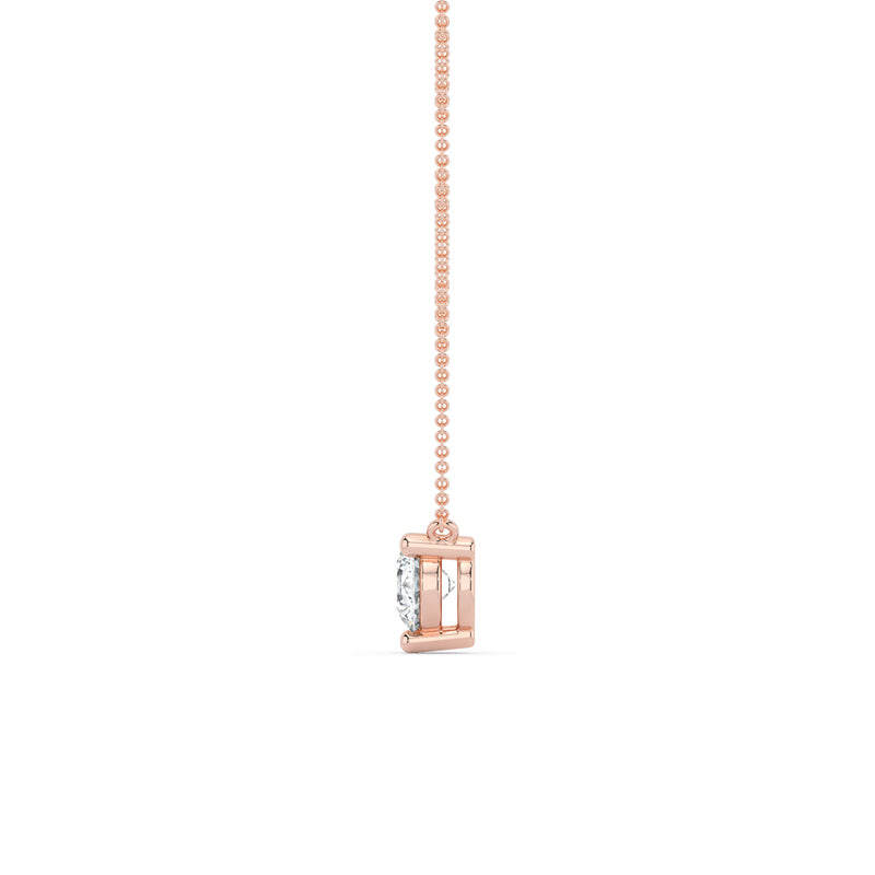 Three Prong Lab Grown Diamond Solitaire Pendant — 14K Rose Gold / 1/3ctw