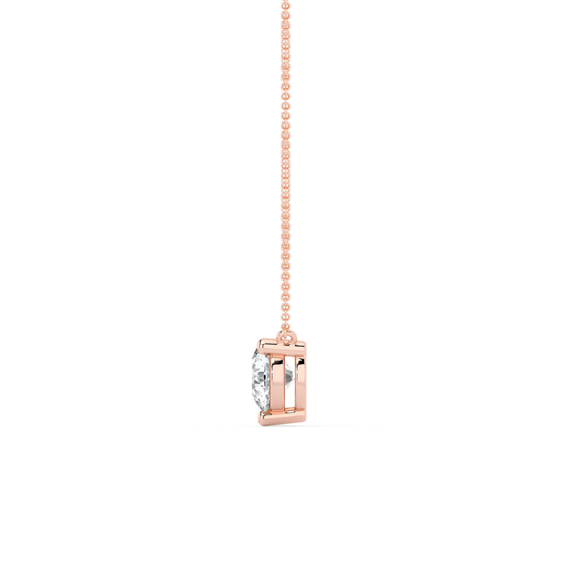 Three Prong Lab Grown Diamond Solitaire Pendant — 14K Rose Gold / 1/2ctw