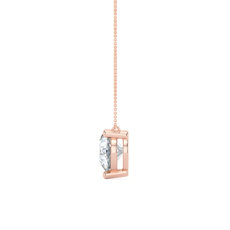 Three Prong Lab Grown Diamond Solitaire Pendant — 14K Rose Gold / 2ctw