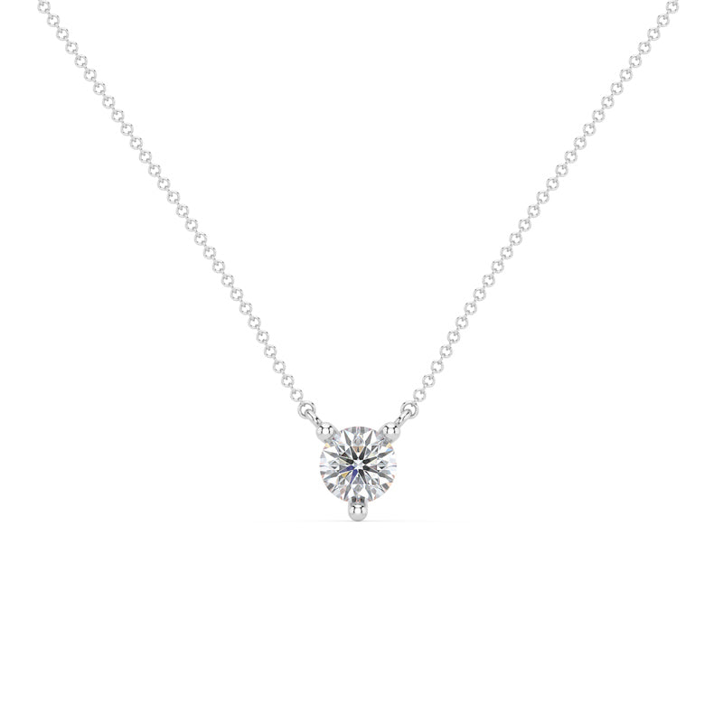 Three Prong Lab Grown Diamond Solitaire Pendant — Sterling Silver / 1/5ctw