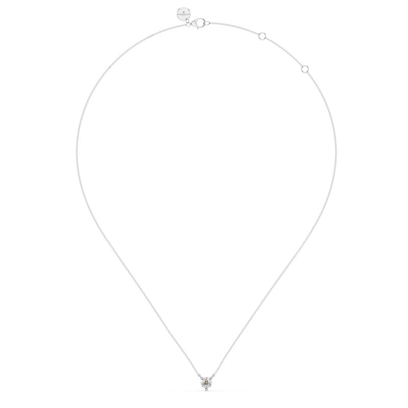 Three Prong Lab Grown Diamond Solitaire Pendant — 14K White Gold / 1/7ctw