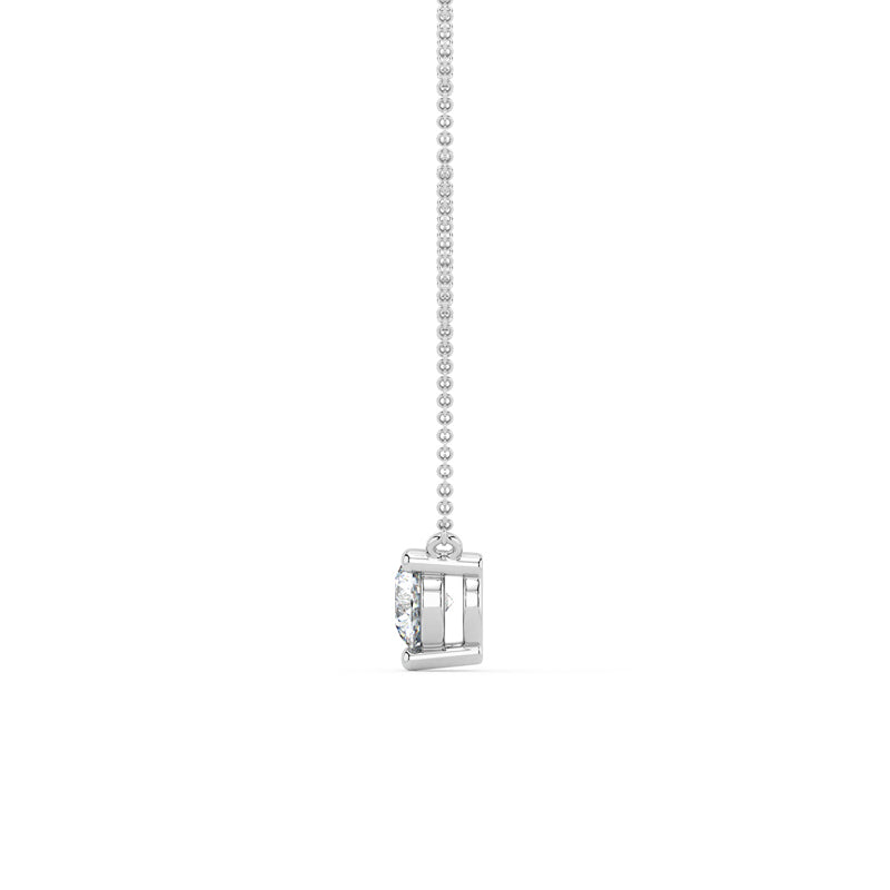 Three Prong Lab Grown Diamond Solitaire Pendant — 14K White Gold / 1/5ctw