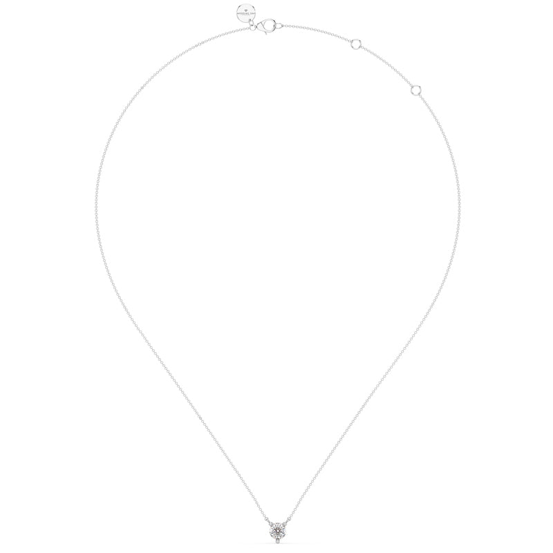 Three Prong Lab Grown Diamond Solitaire Pendant — 14K White Gold / 1/5ctw