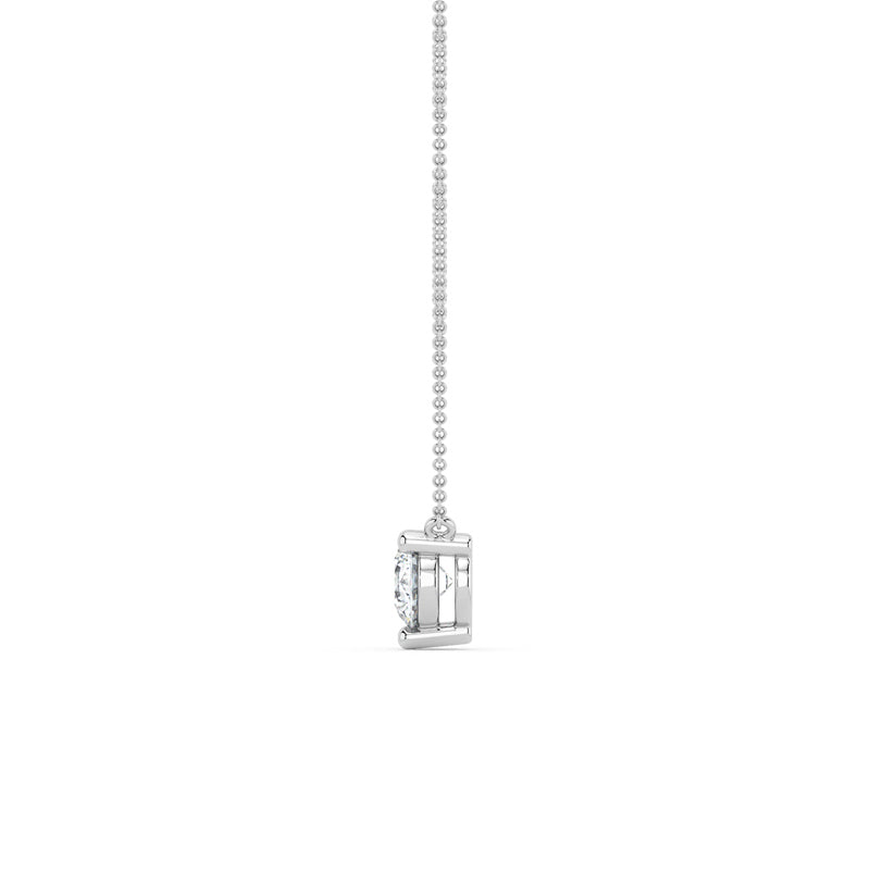 Three Prong Lab Grown Diamond Solitaire Pendant — 14K White Gold / 1/3ctw