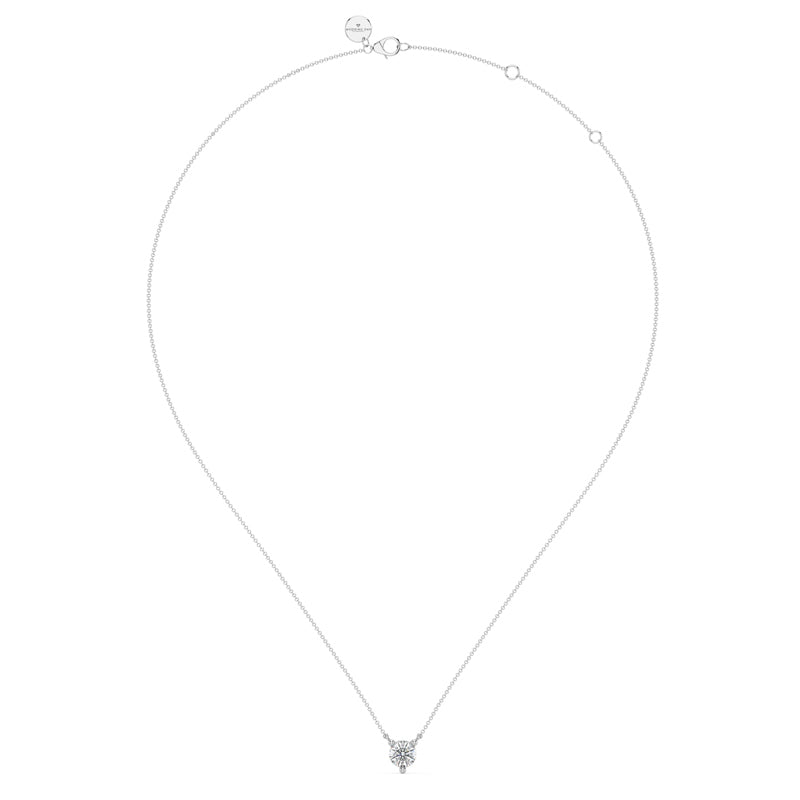 Three Prong Lab Grown Diamond Solitaire Pendant — 14K White Gold / 1/3ctw