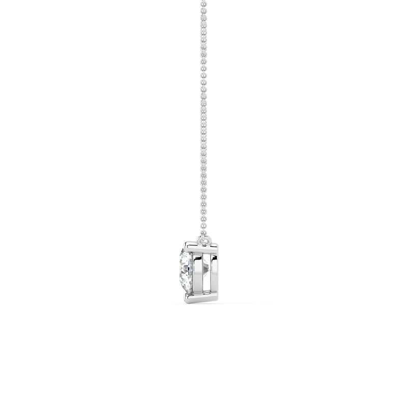 Three Prong Lab Grown Diamond Solitaire Pendant — 14K White Gold / 1/2ctw