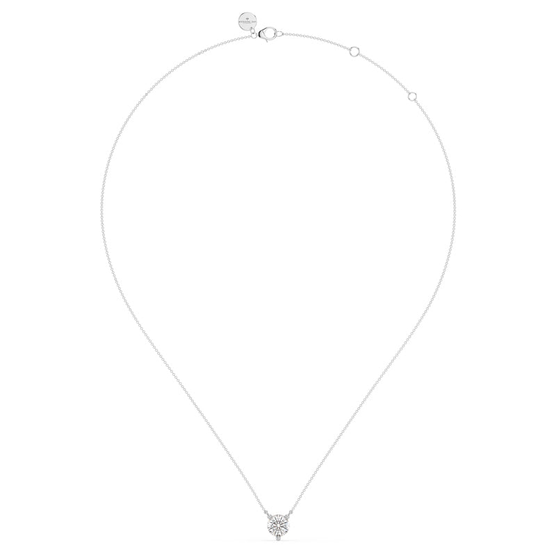 Three Prong Lab Grown Diamond Solitaire Pendant — 14K White Gold / 1/2ctw