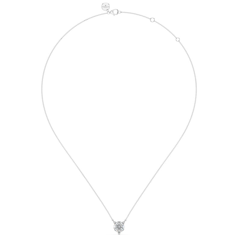 Three Prong Lab Grown Diamond Solitaire Pendant — 14K White Gold / 3/4ctw