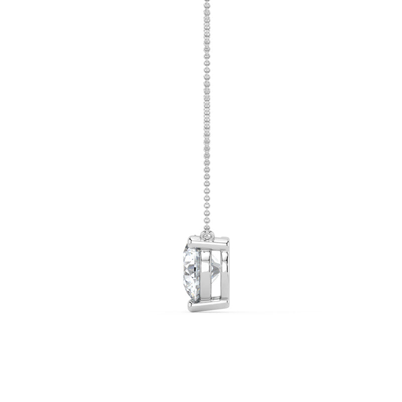 Three Prong Lab Grown Diamond Solitaire Pendant — 14K White Gold / 1ctw